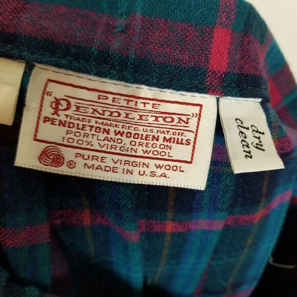 VTG Pendleton Women's  Virgin Wool Plaid Midi Skirt Sz 14 Petite Multicolor USA - Picture 7 of 8